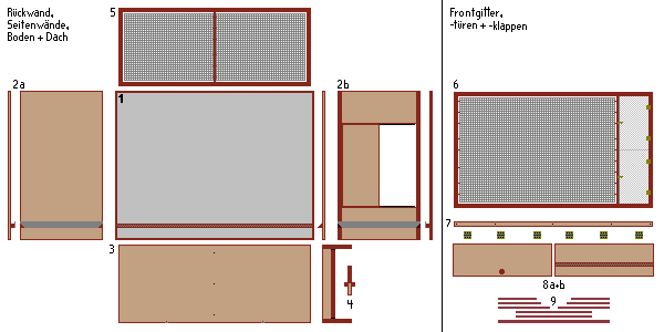 Zimmervoliere: Holzteile