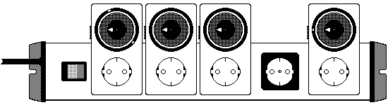 Steckdosenleiste mit Zeitschaltuhren